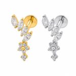 Piercing Labret Flor Navete Pedente com Zircônia/T942
