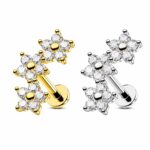 Piercing Labret Titânio Cluster 3 Flor Zircônia Cravejada/955