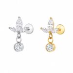 Piercing Titânio Com Pingente Zircônia/T947