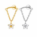 Piercing Labret Titânio Pingente Flor Zircônia/T948