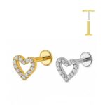 Piercing Labret Titânio Coração Vazado Com Zircônia Push Pin/T936