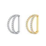 Piercing Argola Click Titânio Dupla Formato ‘D’ Meia Zircônia/T938