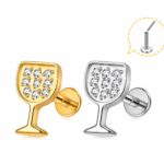 Piercing Labret Titânio Taça com Mini Zircônia Push Pin/T994