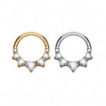 Piercing Argola Titânio Zircônia Cravejada Coração/T989