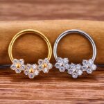 Piercing Argola Titânio Segmento Articulado Zircônia Cravejada Flor/T987 - Imagem 2