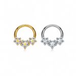 Piercing Argola Titânio Segmento Articulado Zircônia Cravejada Flor/T987